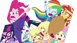 Size: 1920x1080 | Tagged: safe, artist:rarityvrymercollectiveoriginals, edit, edited screencap, screencap, applejack, fluttershy, pinkie pie, rainbow dash, rarity, sci-twi, sunset shimmer, twilight sparkle, human, equestria girls, equestria girls specials, g4, my little pony equestria girls: better together, my little pony equestria girls: rollercoaster of friendship, background removed, geode of empathy, geode of fauna, geode of shielding, geode of sugar bombs, geode of super speed, geode of super strength, geode of telekinesis, humane five, humane seven, humane six, magical geodes, not a vector, rarity peplum dress, simple background, transparent background