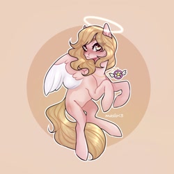Size: 2160x2160 | Tagged: safe, artist:maslo<3, oc, oc only, pegasus, pony, halo, high res, jewelry, necklace, partially open wings, wings