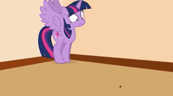 Size: 432x240 | Tagged: safe, artist:forgalorga, twilight sparkle, alicorn, beetle, insect, ladybug, pony, your little cat, your little pets, g4, animated, behaving like a cat, cute, female, gif, jumping, mare, scared, twilight sparkle (alicorn), video at source