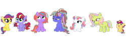Size: 1280x391 | Tagged: safe, artist:doctor-nasty-adopts, oc, oc only, earth pony, pegasus, pony, unicorn, baby, baby pony, base used, derp, female, filly, foal, half-siblings, offspring, one eye closed, parent:big macintosh, parent:cheese sandwich, parent:fancypants, parent:flash sentry, parent:rainbow dash, parent:soarin', parent:trenderhoof, parents:cheesedash, parents:fancydash, parents:flashdash, parents:rainbowmac, parents:rainburst, parents:soarindash, parents:trendash, scrunchy face, simple background, smiling, transparent background