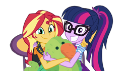 Size: 1920x1080 | Tagged: safe, artist:rarityvrymercollectiveoriginals, edit, edited screencap, screencap, sci-twi, sunset shimmer, twilight sparkle, bird, human, parakeet, dashing through the mall, equestria girls, equestria girls specials, g4, my little pony equestria girls: better together, my little pony equestria girls: holidays unwrapped, background removed, chair, geode of empathy, geode of telekinesis, it's not about the parakeet, magical geodes, not a vector, simple background, table, transparent background