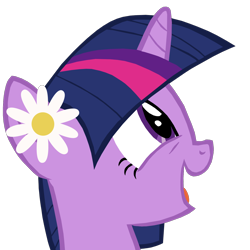 Size: 1280x1280 | Tagged: safe, artist:benpictures1, edit, twilight sparkle, pony, unicorn, g4, the crystal empire, cute, female, flower, flower in hair, happy, inkscape, looking up, mare, open mouth, simple background, solo, transparent background, twiabetes, unicorn twilight, vector