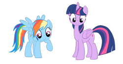 Size: 1280x674 | Tagged: safe, artist:benpictures1, rainbow dash, twilight sparkle, alicorn, pegasus, pony, g4, power ponies (episode), cute, dashabetes, duo, duo female, female, inkscape, looking down, mare, raised hoof, simple background, transparent background, twiabetes, twilight sparkle (alicorn), vector