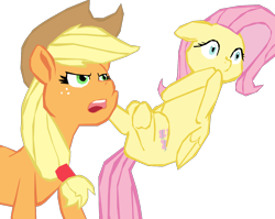 Size: 1280x1017 | Tagged: safe, artist:benpictures1, artist:chedx, edit, applejack, fluttershy, earth pony, pegasus, pony, comic:the storm kingdom, g4, my little pony: the movie, angry, applejack's hat, bad end, cowboy hat, cute, duo, duo female, female, hat, implied tempest shadow, inkscape, jackabetes, open mouth, shyabetes, simple background, transparent background, vector