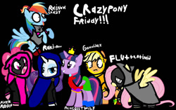 Size: 1127x709 | Tagged: safe, artist:pagiepoppie12345, applejack, fluttershy, pinkie pie, rainbow dash, rarity, twilight sparkle, alicorn, earth pony, pegasus, pony, unicorn, g4, 1000 hours in ms paint, abby's flying fairy school, amulet, applejack also dresses in style, black background, cloak, clothes, crossover, crown, cute, dc comics, diapinkes, dress, female, flower, flying, frown, gem, gonnigan, gray eyes, heart, hoodie, horn, jewelry, mane six, mare, ponytail, rainbow dash always dresses in style, raised hoof, raven (dc comics), regalia, sad, scared, sesame street, shirt, shrunken pupils, shyabetes, simple background, smiling, spread wings, teardrop, teen titans go, text, tongue out, twilight sparkle (alicorn), wings