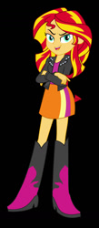 Size: 510x1173 | Tagged: safe, sunset shimmer, human, equestria girls, g4, black background, boots, high heel boots, shoes, simple background, solo