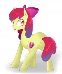 Size: 1500x1800 | Tagged: safe, artist:destroyer_aky, apple bloom, earth pony, pony, g4, bloom butt, butt, butt focus, female, filly, foal, looking back, plot, rear view, solo, tongue out