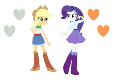 Size: 985x671 | Tagged: safe, artist:leahrow, artist:selenaede, applejack, rarity, human, equestria girls, g4, simple background, white background