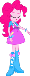 Size: 677x1723 | Tagged: safe, artist:dustinwatsongkx, pinkie pie, human, equestria girls, g4, boots, clothes, high heel boots, jacket, pinkie pie's skirt, shirt, shoes, simple background, skirt, solo, transparent background, vest