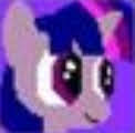 Size: 122x120 | Tagged: safe, artist:thekaminakat, edit, twilight sparkle, pony, unicorn, g4, cropped, female, horn, mare, pixel art, purple background, simple background, smiling, unicorn twilight