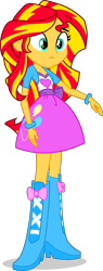 Size: 1242x3279 | Tagged: safe, artist:dustinwatsongkx, sunset shimmer, human, equestria girls, g4, boots, clothes, clothes swap, high heel boots, jacket, pinkie pie's boots, pinkie pie's clothes, pinkie pie's skirt, shirt, shoes, simple background, skirt, solo, sunset shimmer in pinkie pie's clothes, transparent background