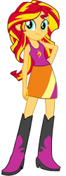Size: 548x1459 | Tagged: safe, artist:fireluigi29, sunset shimmer, human, equestria girls, g4, boots, clothes, female, high heel boots, shirt, shoes, simple background, skirt, sleeveless, solo, tank top, transparent background