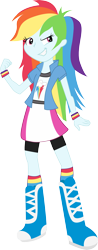 Size: 1410x3584 | Tagged: safe, artist:sarahstudios11, rainbow dash, human, equestria girls, g4, boots, clothes, jacket, shirt, shoes, simple background, skirt, socks, solo, transparent background
