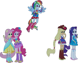 Size: 949x765 | Tagged: safe, artist:pascalmulokozi2, edit, edited screencap, screencap, applejack, fluttershy, pinkie pie, rainbow dash, rarity, human, equestria girls, g4, my little pony equestria girls, background removed, bare shoulders, fall formal outfits, humane five, ponied up, simple background, sleeveless, strapless, transparent background