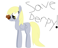 Size: 1112x916 | Tagged: safe, artist:shadowknuxgirl, derpy hooves, pegasus, pony, g4, female, food, mare, muffin, save derpy, simple background, text, white background, wings