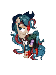 Size: 3452x4575 | Tagged: safe, artist:cindystarlight, artist:idkhesoff, oc, oc only, oc:scurvy star, crab, pegasus, pony, starfish, amputee, anchor, bandana, barnacles, base used, bedroom eyes, belt, boots, chains, clothes, ear piercing, earring, eye scar, eyepatch, eyeshadow, female, gills, grin, hat, high res, jewelry, lip piercing, makeup, mare, necklace, nose piercing, pants, peg leg, pegasus oc, piercing, pirate, pirate hat, prosthetic leg, prosthetic limb, prosthetics, scar, seashell, shirt, shoes, simple background, smiling, solo, sword, tentacle hair, tentacles, transparent background, vest, wall of tags, weapon