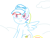 Size: 1200x900 | Tagged: safe, artist:purblehoers, rainbow dash, pegasus, pony, g4, cloud, female, hat, looking at you, mare, ms paint, on a cloud, simple background, sitting, sitting on a cloud, smiling, solo, spread wings, white background, wings