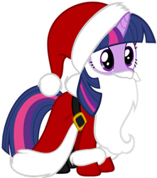 Size: 905x1024 | Tagged: artist needed, safe, twilight sparkle, pony, unicorn, g4, belt, boots, christmas, clothes, costume, fake beard, female, gloves, hat, holiday, horn, mare, santa beard, santa claus, santa costume, santa hat, shoes, show accurate, simple background, solo, transparent background, unicorn twilight, vector
