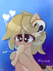 Size: 1508x2010 | Tagged: safe, artist:grithcourage, oc, oc only, oc:grith courage, earth pony, pony, adorable face, baguette, blushing, bread, cute, earth pony oc, eating, eye clipping through hair, eyebrows, eyebrows visible through hair, female, food, gradient background, heart, heart eyes, herbivore, holding, misleading thumbnail, night, nom, ocbetes, signature, skull, solo, tape, text, wingding eyes