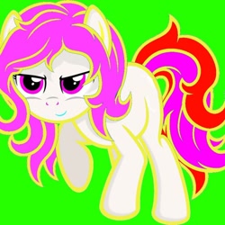 Size: 500x500 | Tagged: safe, oc, oc only, earth pony, pony, female, green background, mare, raised hoof, simple background, smiling
