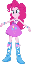 Size: 1024x2100 | Tagged: safe, artist:fireluigi29, pinkie pie, human, equestria girls, g4, bare shoulders, boots, clothes, female, high heel boots, shirt, shoes, simple background, skirt, sleeveless, solo, strapless, transparent background