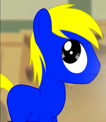 Size: 553x634 | Tagged: safe, artist:bronydanceparty, oc, oc only, oc:bronydanceparty, earth pony, pony, colt, desk, foal, male, smiling, table, younger, youtube link