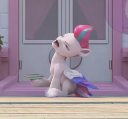 Size: 341x318 | Tagged: safe, screencap, zipp storm, pegasus, pony, g5, my little pony: make your mark, my little pony: make your mark chapter 1, spoiler:my little pony: make your mark, female, great moments in animation, mare, open mouth, phone, solo, unamused, zipp storm is not amused