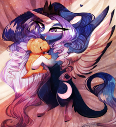 Size: 4009x4400 | Tagged: safe, artist:krissstudios, princess luna, alicorn, dog, pony, g4, absurd resolution, alternate design, solo