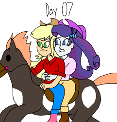 Size: 2000x2074 | Tagged: safe, artist:ktd1993, applejack, rarity, horse, human, equestria girls, g4, 7, duo, female, high res, lesbian, ship:rarijack, shipping, simple background, transparent background