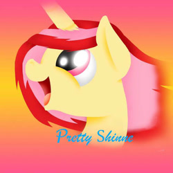 Size: 640x640 | Tagged: safe, artist:prettyshinegp, oc, oc only, pony, unicorn, abstract background, bust, horn, smiling, solo, unicorn oc