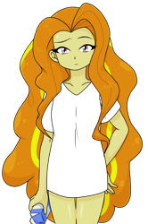 Size: 866x1305 | Tagged: safe, alternate version, artist:batipin, adagio dazzle, human, equestria girls, g4, clothes, eyes closed, female, long hair, looking at you, loose hair, milk, simple background, solo, transparent background