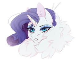 Size: 1222x950 | Tagged: safe, artist:elektra-gertly, rarity, pony, unicorn, g4, ear fluff, eye clipping through hair, gritted teeth, simple background, teeth, white background