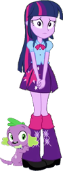 Size: 243x650 | Tagged: safe, edit, edited screencap, editor:pascalmulokozi2, screencap, spike, twilight sparkle, dog, human, equestria girls, g4, my little pony equestria girls, background removed, clothes, duo, legs, simple background, skirt, spike the dog, transparent background, twilight sparkle (alicorn)