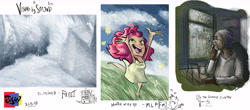 Size: 9094x4014 | Tagged: safe, artist:jowyb, pinkie pie, human, g4, 2011, humanized, old art, solo, song