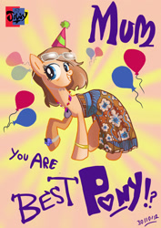 Size: 2480x3508 | Tagged: safe, artist:jowyb, oc, earth pony, pony, 2012, birthday card, clothes, dress, female, high res, mare, old art, solo