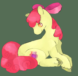 Size: 1016x1000 | Tagged: safe, artist:yfeyffis, apple bloom, earth pony, pony, g4, female, filly, foal, green background, simple background, solo, the cmc's cutie marks