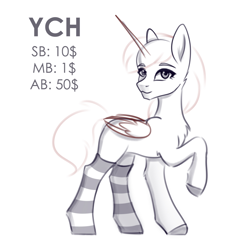 Size: 1032x1011 | Tagged: safe, artist:tanatos, alicorn, pony, clothes, commission, simple background, socks, solo, striped socks, white background, ych sketch, your character here