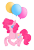 Size: 618x900 | Tagged: safe, artist:fluttergore, pinkie pie, earth pony, pony, g4, balloon, female, floating, flying, mare, simple background, smiling, then watch her balloons lift her up to the sky, transparent background