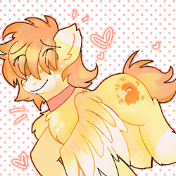 Size: 1000x1000 | Tagged: safe, artist:bug-roux, oc, oc only, pegasus, pony, hair over eyes, heart, simple background, solo, white background, wings