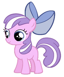 Size: 274x330 | Tagged: safe, artist:moongazeponies, artist:pika-robo, apple bloom, diamond tiara, earth pony, pony, g4, bow, female, filly, foal, hair bow, recolor, simple background, smiling, transparent background