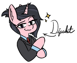 Size: 401x327 | Tagged: safe, artist:pinkberry, oc, oc only, oc:mae (pinkberry), unicorn, semi-anthro, :3, adjusting cuff, adjusting cuffs, arm hooves, business suit, businessmare, clothes, colored sketch, doodle, female, like a boss, simple background, smug, solo, white background