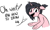 Size: 1331x792 | Tagged: safe, artist:pinkberry, oc, oc:mae (pinkberry), pony, unicorn, colored sketch, doodle, female, frog (hoof), hooves, looking at you, ponysona, self deprecation, simple background, solo, speech, talking, text, underhoof, white background