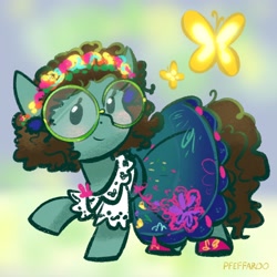 Size: 2048x2048 | Tagged: safe, artist:pfeffaroo, earth pony, pony, encanto, glasses, high res, mirabel madrigal, ponified, solo