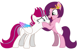 Size: 8000x5154 | Tagged: safe, artist:klewgcg, artist:laszlvfx, edit, vector edit, pipp petals, zipp storm, pegasus, pony, g4, g5, absurd resolution, adorapipp, base used, bipedal, colored wings, cute, duo, duo female, female, folded wings, frown, g5 to g4, generation leap, gradient wings, happy, mare, multicolored wings, open mouth, open smile, siblings, simple background, sisters, smiling, squishy cheeks, transparent background, vector, wings