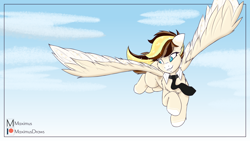 Size: 3840x2160 | Tagged: safe, artist:maximus, oc, oc only, pegasus, pony, flying, high res, necktie, solo