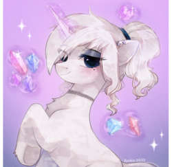 Size: 2056x2000 | Tagged: safe, artist:anku, oc, oc only, oc:neri, crystal pony, pony, unicorn, crystal, high res, solo