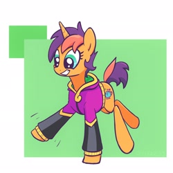 Size: 2048x2048 | Tagged: safe, artist:pfeffaroo, oc, oc only, pony, unicorn, clothes, happy, high res, hoodie, smiling, solo