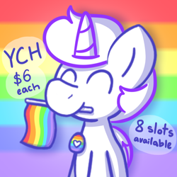 Size: 800x800 | Tagged: safe, alicorn, earth pony, pegasus, pony, unicorn, commission, pride, pride flag, pride month, pride ponies, solo, your character here