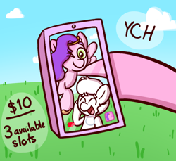 Size: 836x766 | Tagged: safe, pipp petals, earth pony, pegasus, pony, unicorn, g5, commission, phone, selfie, your character here