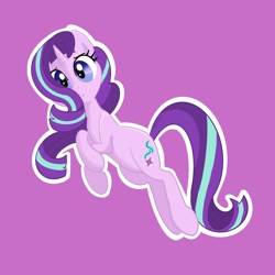 Size: 2048x2048 | Tagged: safe, artist:pfeffaroo, starlight glimmer, pony, unicorn, g4, cute, female, floating, glimmerbetes, high res, legs together, looking at you, mare, purple background, simple background, solo